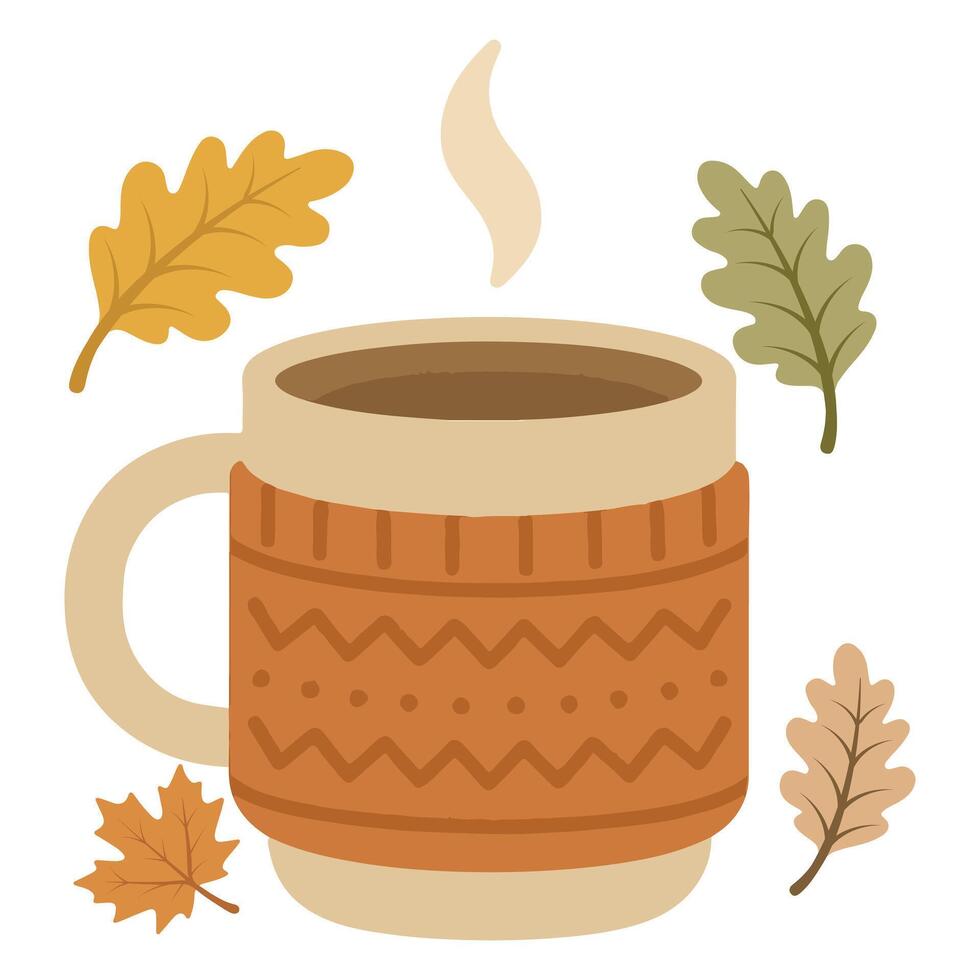 Sweater Weather Mug illustration - Fall Autumn Clipart, Retro Boho Autumn design sublimation, Happy Fall season vibes vector