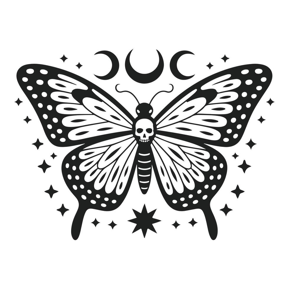 Mystic Insect Design on Boho Style Moth T-shirt vector