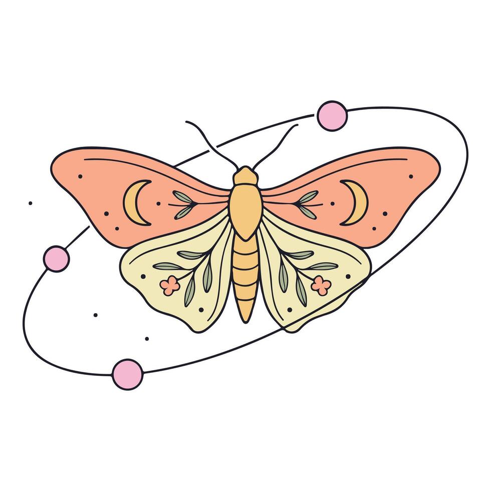 Sublimation Tee Featuring Boho Butterfly and Moth vector
