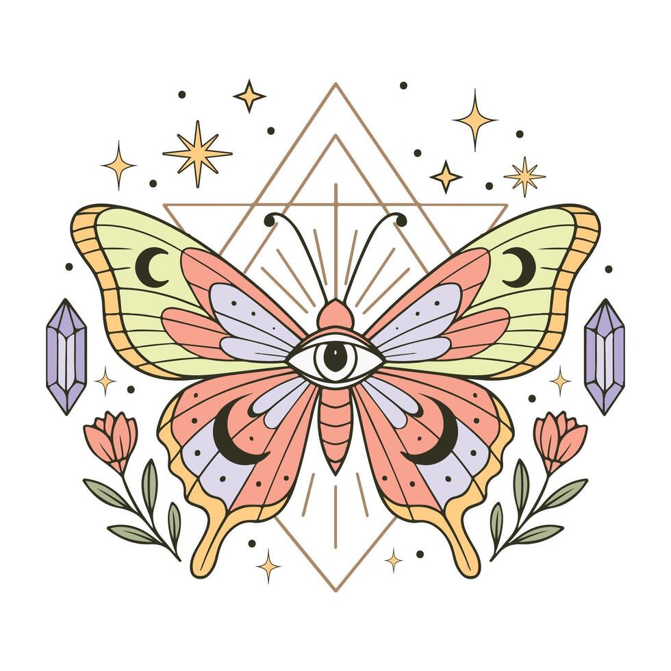 Mystic Butterfly Shirt with Artistic Moth Print vector