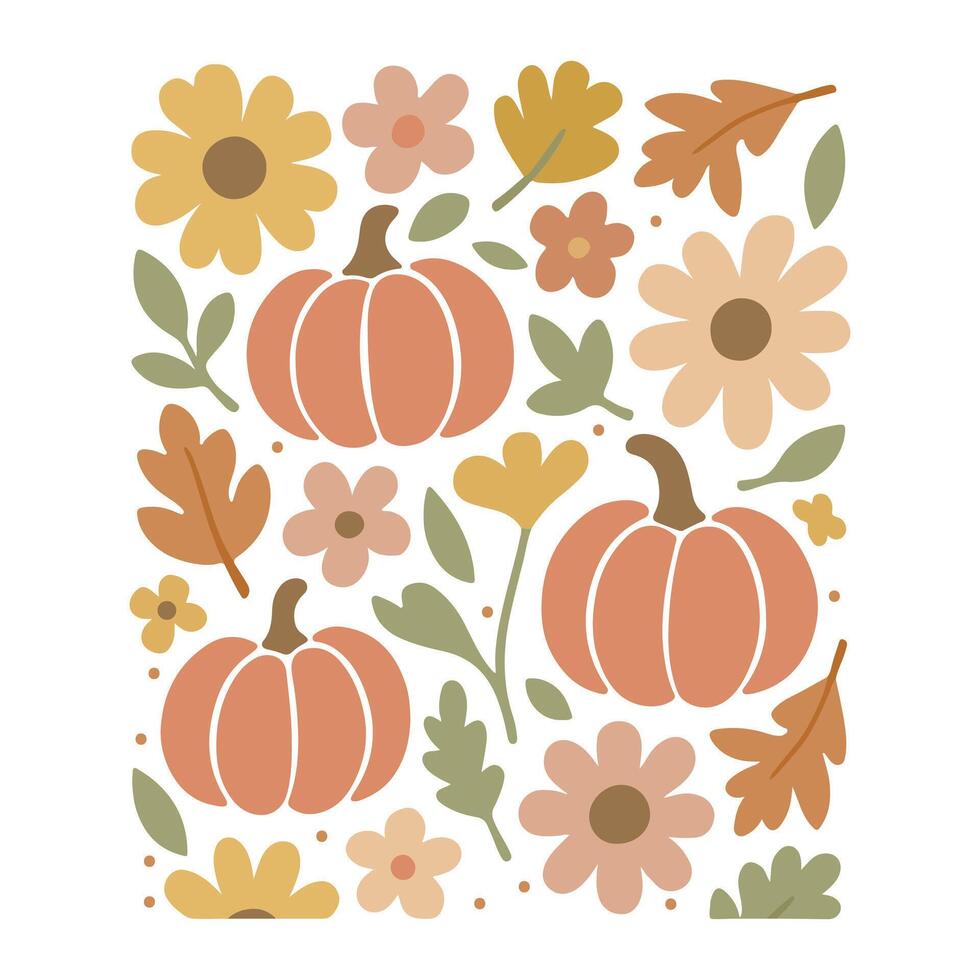 Autumn Season Tee with Retro Halloween Theme vector