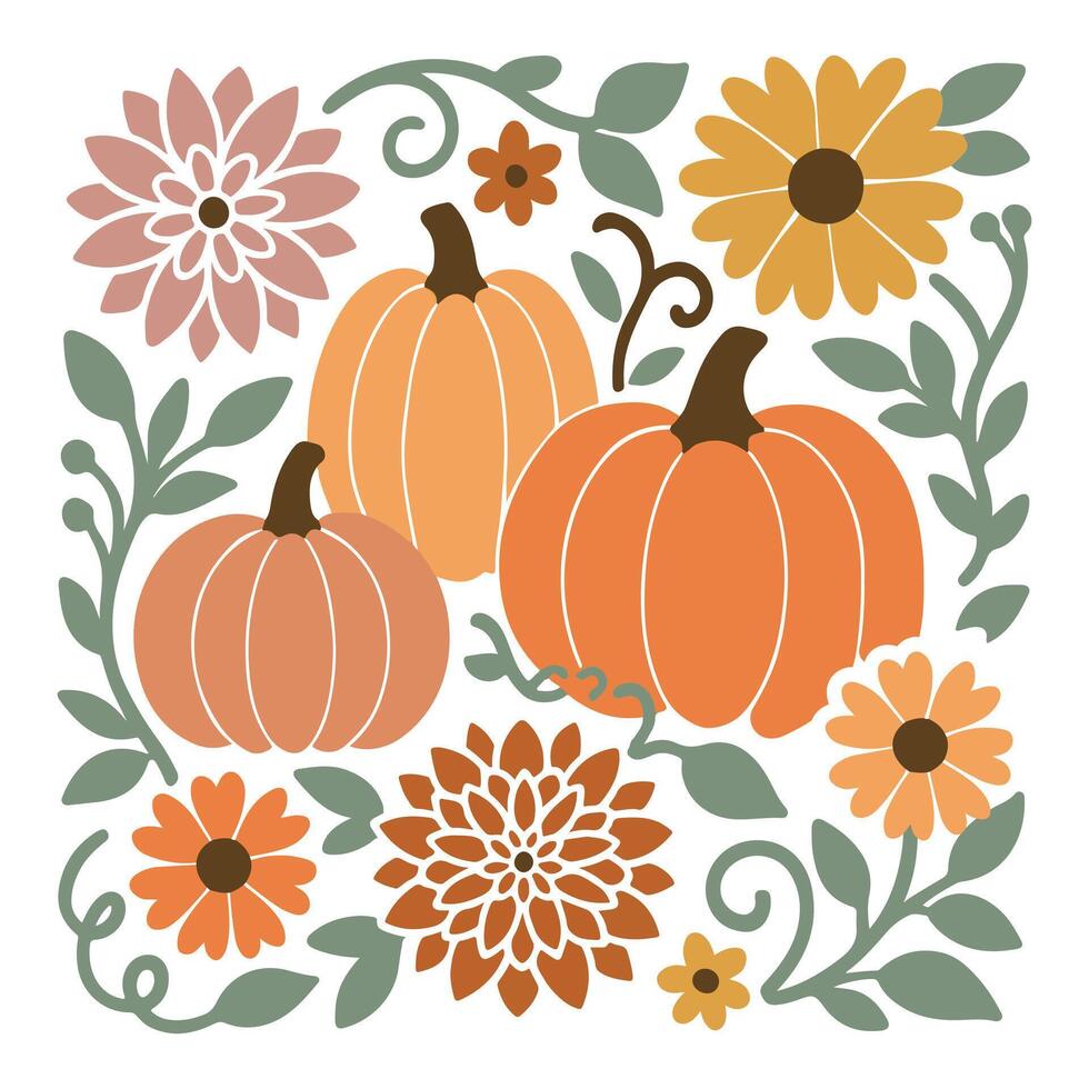 Pumpkin Spice Rainbow illustration - Fall Autumn Clipart, Retro Boho Autumn design sublimation, Happy Fall season vibes vector