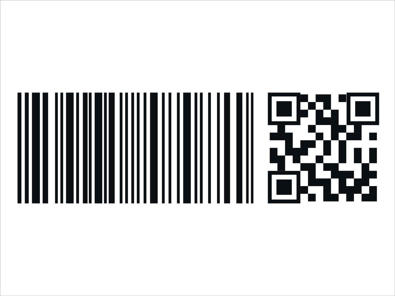 Barcode icon and QR code for smartphone, Apps. Barcode, QR code Sticker, Customers QR code, Simple Fake Barcode for Product. The symbol for scanning encrypted information. vector