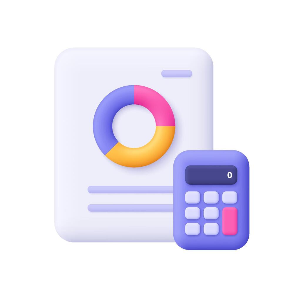 Pie chart with calculator graphic vector