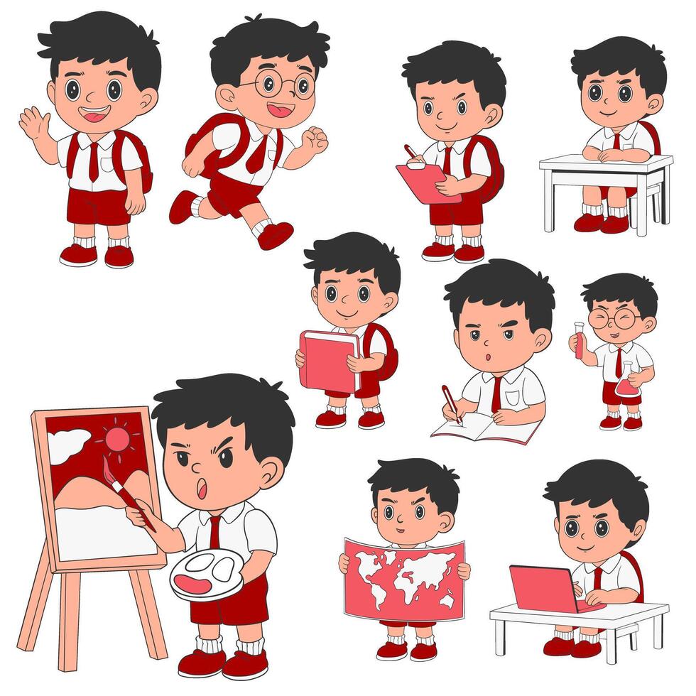 Illustration set Character Kid School Cartoon vector