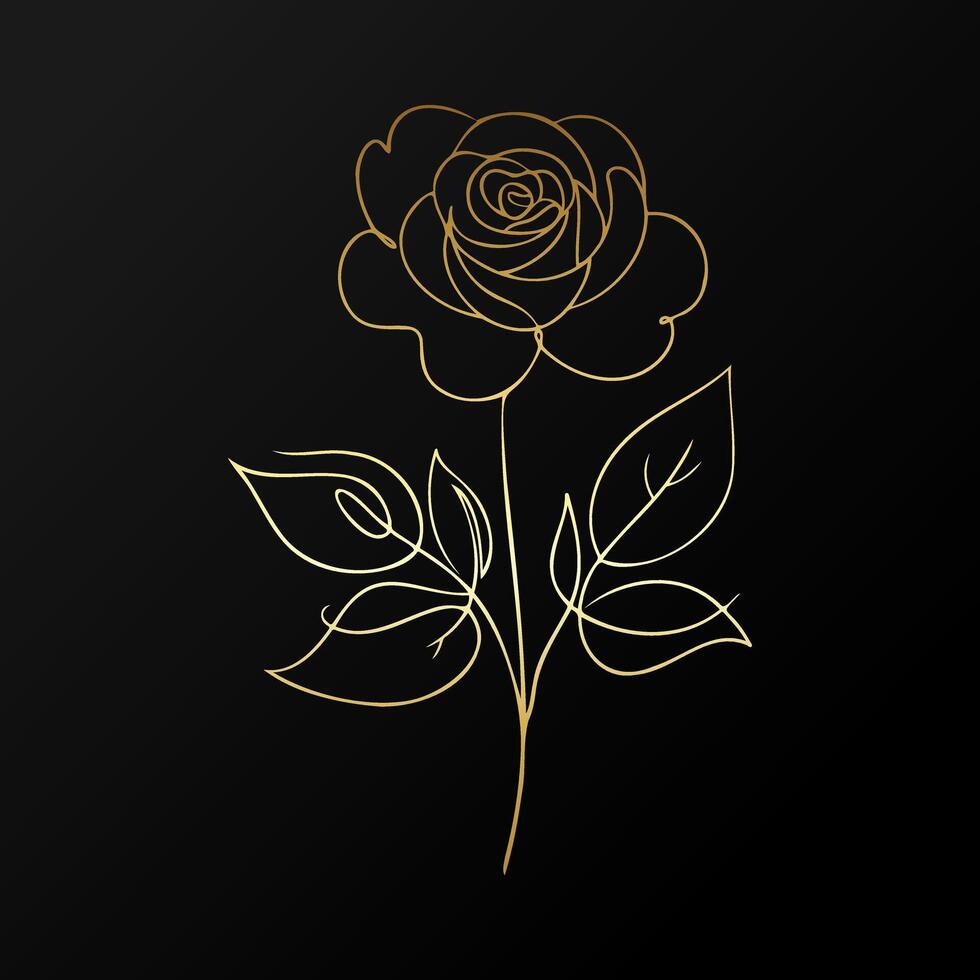Elegant golden rose design on a black background suitable for modern decor and artistic projects vector
