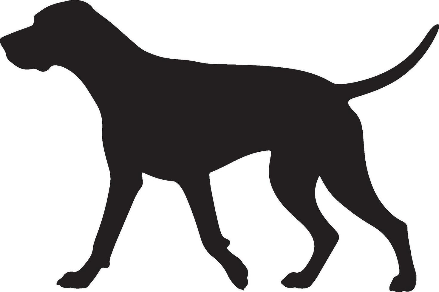 English Pointer solid black silhouette vector
