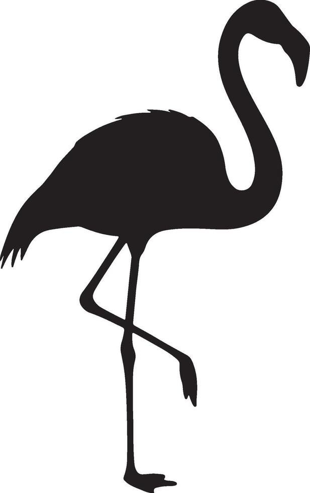 Flamingo solid black silhouette vector