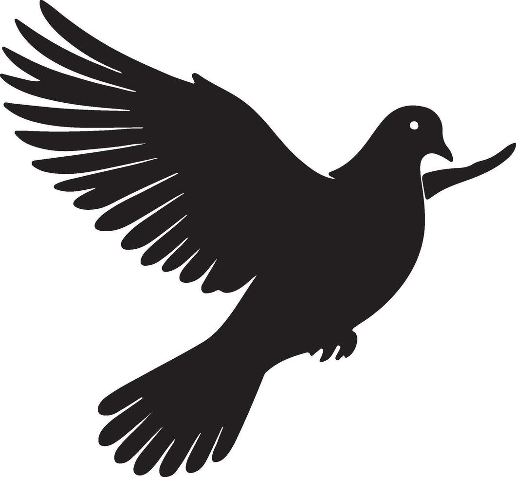 Dove solid black silhouette vector