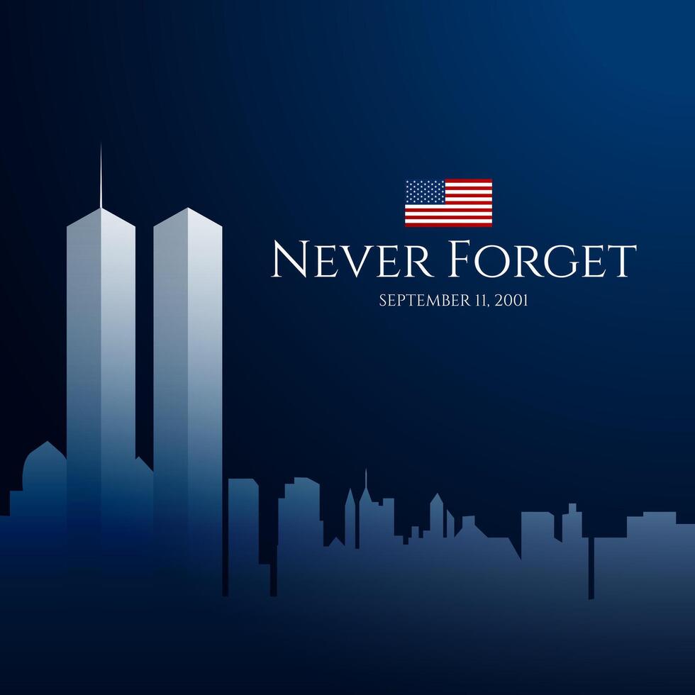 September 11 tribute skyline illustration vector