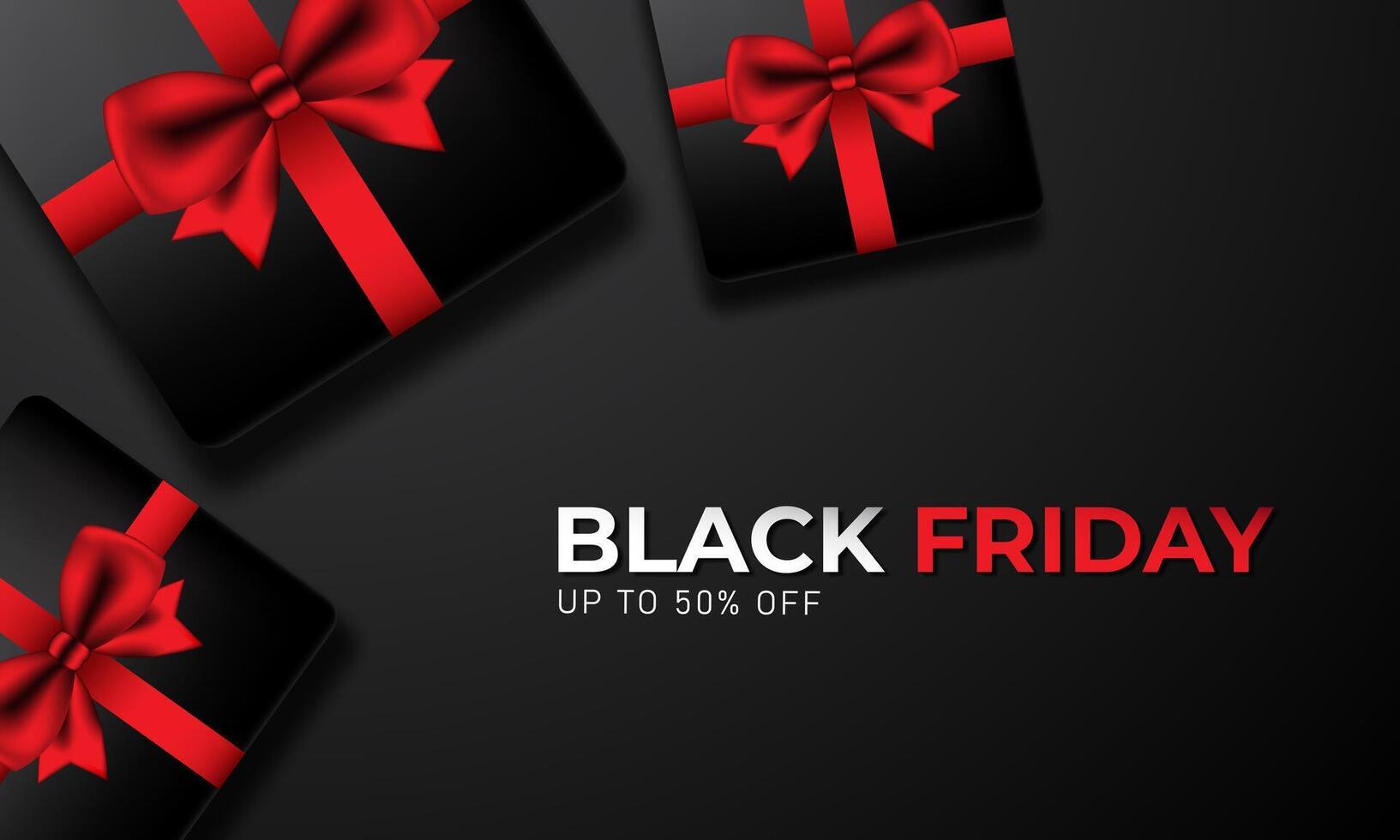 Black Friday gifts with red bows vector