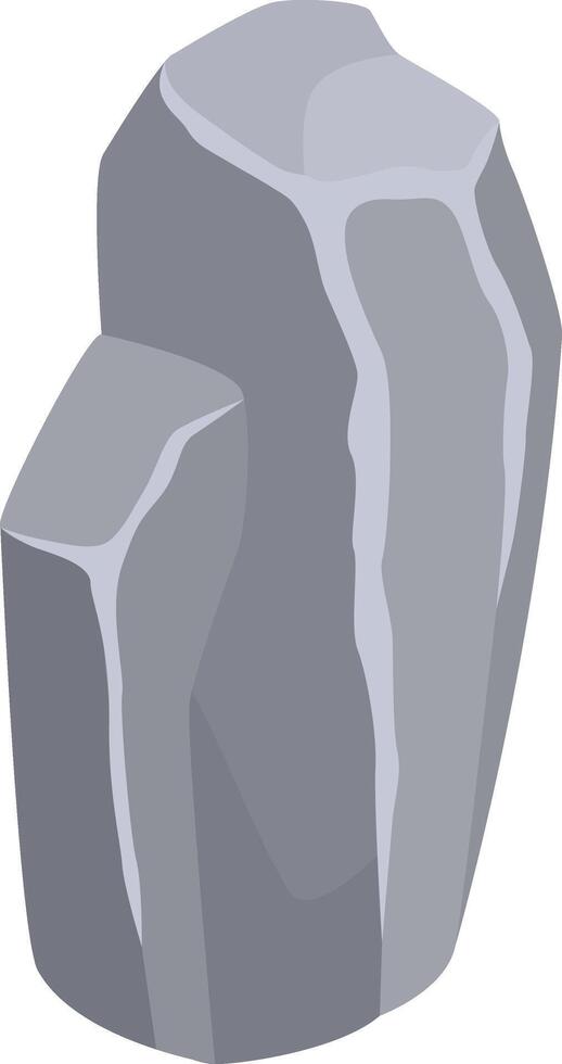 Gray rock with irregular shape standing on a white background, showing its rough texture and geological formation, suitable for nature, geology, or construction concepts vector