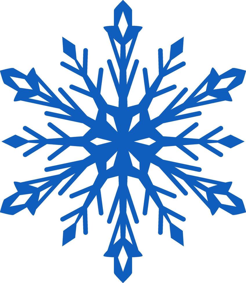 Geometric and elegant blue snowflake featuring intricate details, capturing the essence of winter holidays, chilly temperatures, and festive Christmas decorations vector
