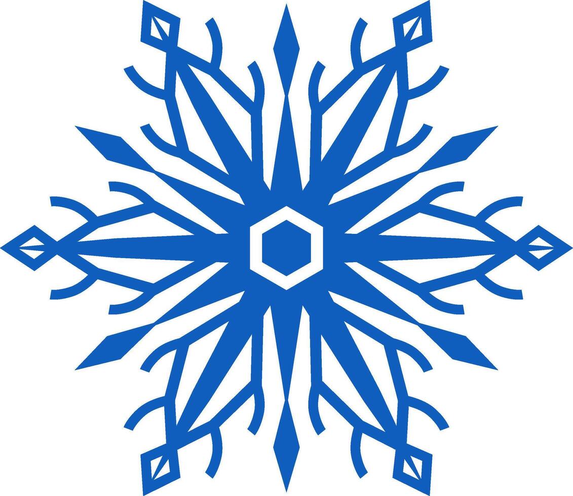 Beautiful blue snowflake featuring intricate details, symbolizing winter's magic and evoking peace and tranquility through nature's artistry during the cold months vector