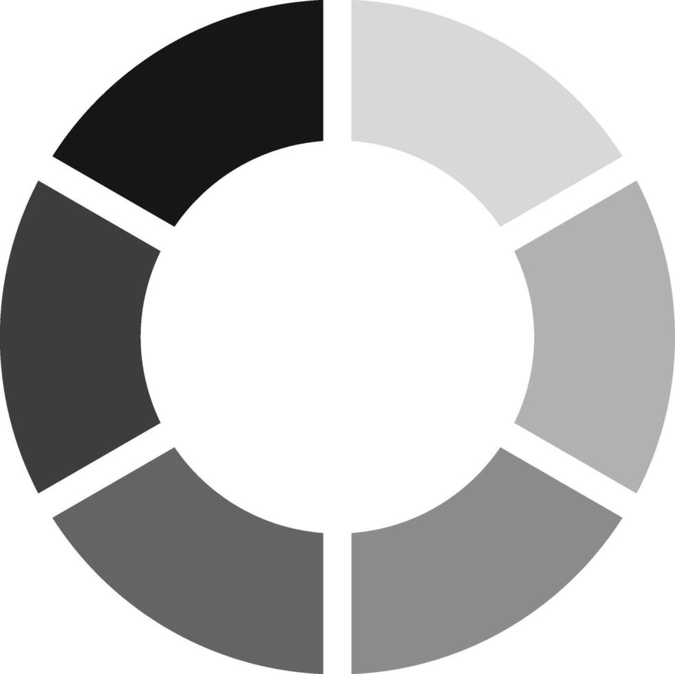 Eight segments forming a circle represent progress or download status, using shades of gray from black to light gray, creating a visual representation of completion vector