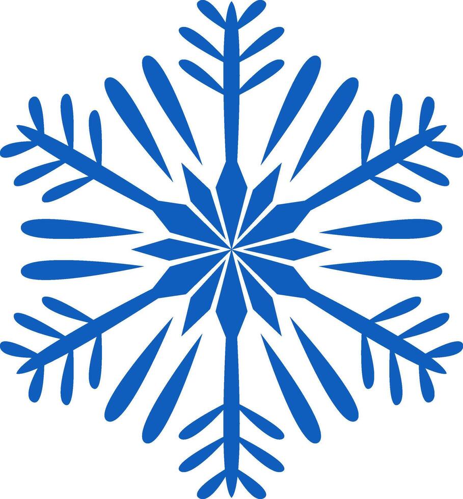 Stylized blue snowflake featuring sharp edges radiating from the center, capturing the enchanting beauty and magic of winter and the festive Christmas season vector