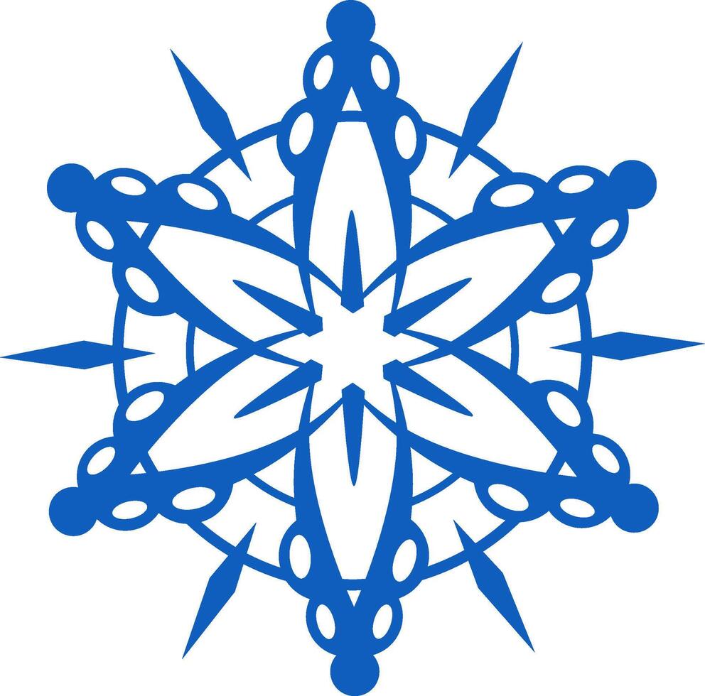 Stylized blue snowflake evoking winter, ice, frost, and the festive atmosphere of Christmas, perfect for holiday decorations and winter themed projects vector