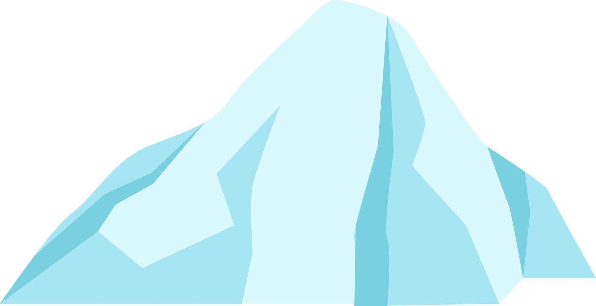 Low poly style light blue mountain peak rising on plain white background, representing concepts such as nature, climbing, hiking, challenge and achievement vector