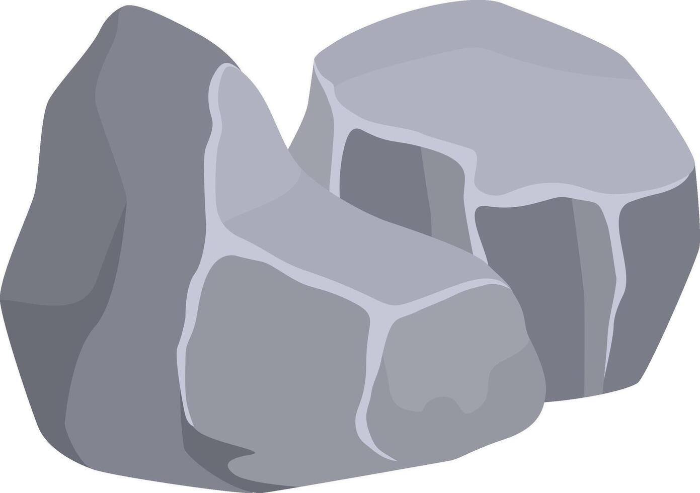 Two gray cartoon rocks resting on a white background create a simple yet striking image, perfect for various design applications across multiple platforms and projects vector