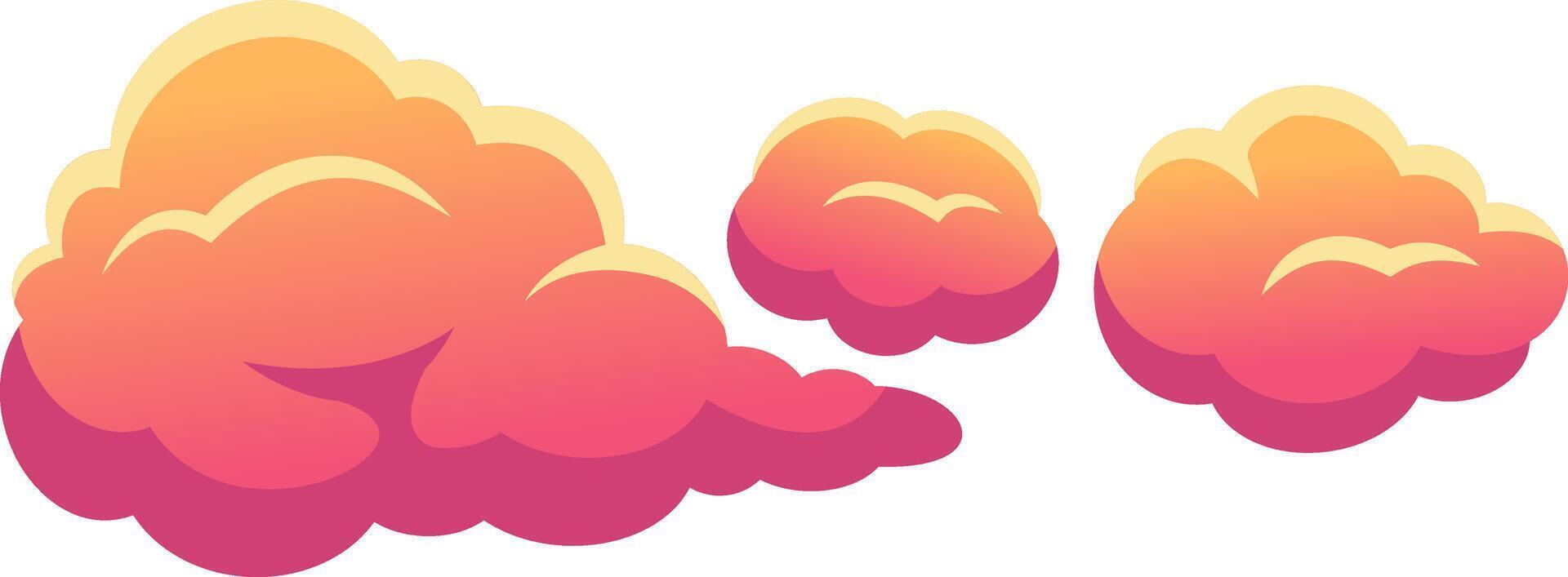 Cartoon clouds in soft pink and orange gradient hues floating gracefully across a bright, empty sky, creating a dreamy and joyful atmosphere filled with tranquility and imagination vector