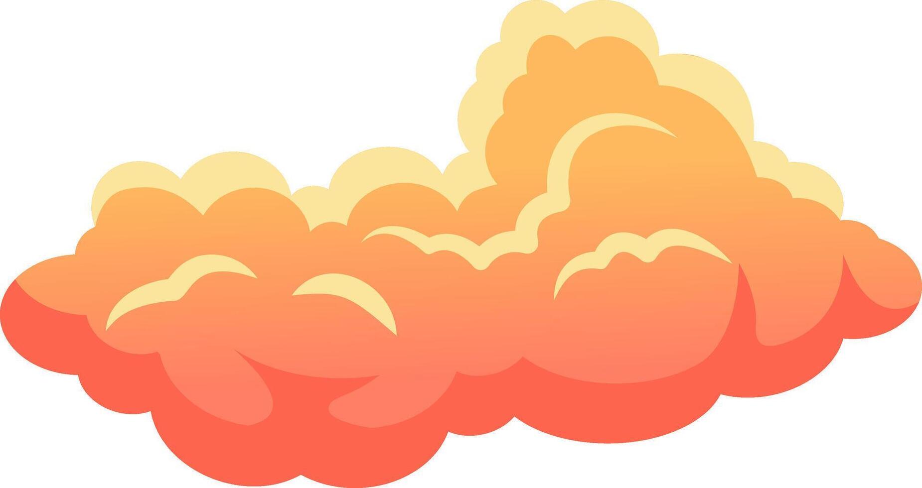 Cartoon cloud floating gracefully in a clear sky, bathed in a vibrant gradient of orange and yellow hues, evoking a dreamy and playful atmosphere perfect for inspiring creativity vector