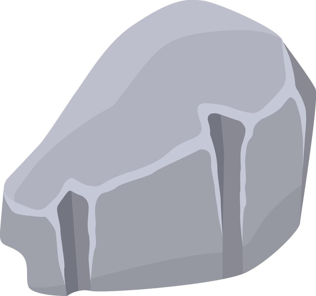 Cartoon representation of a gray rock with irregular surface and cracks, suitable for educational nature projects, game assets, or illustrations depicting geological formations vector