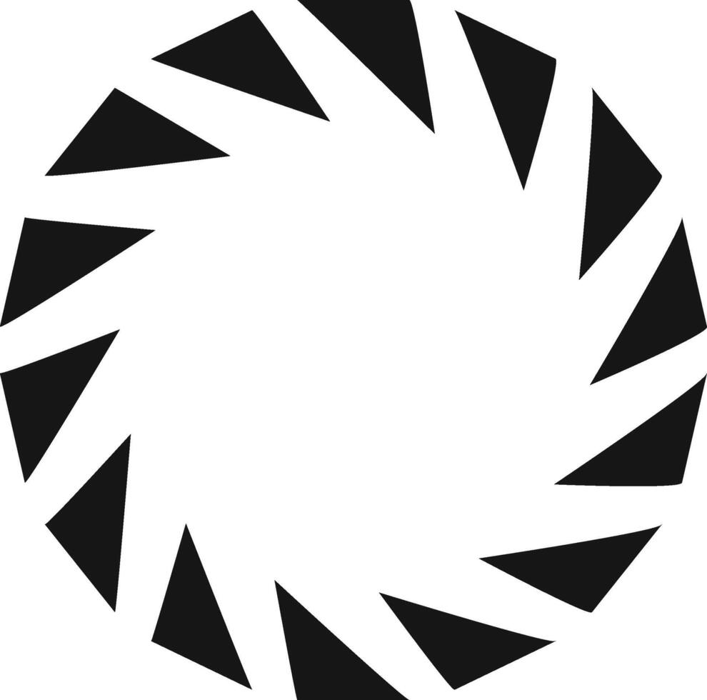 Black and white abstract geometric pattern forming a circular shape creating a hypnotic rotating illusion, ideal for backgrounds and decorative elements vector