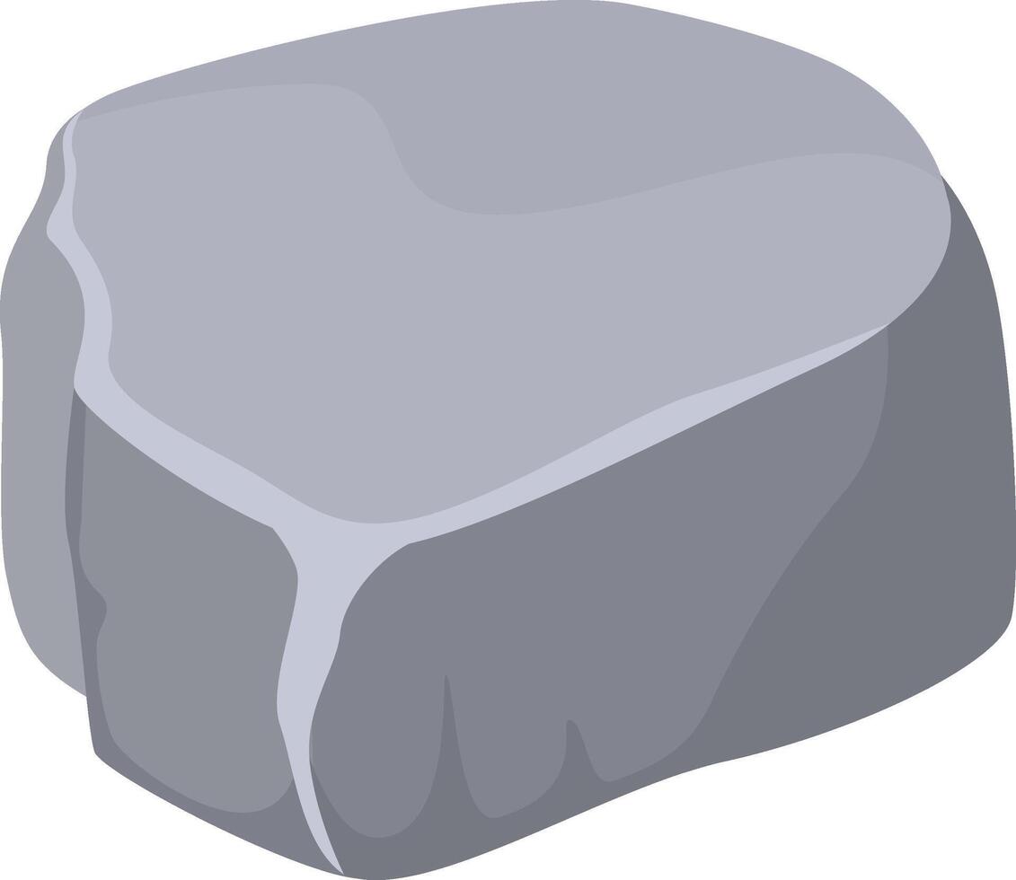 Smooth gray cartoon rock resting on a white background, ideal for enhancing illustrations, enriching games, or serving educational purposes in various contexts vector
