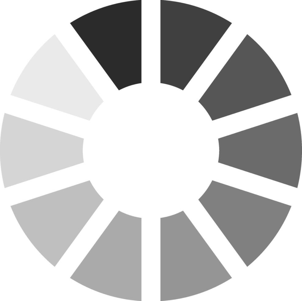 Circular progress bar or loading indicator featuring grayscale segments visually representing ongoing operations or data transfers, creating a modern and clean design element for user interfaces vector