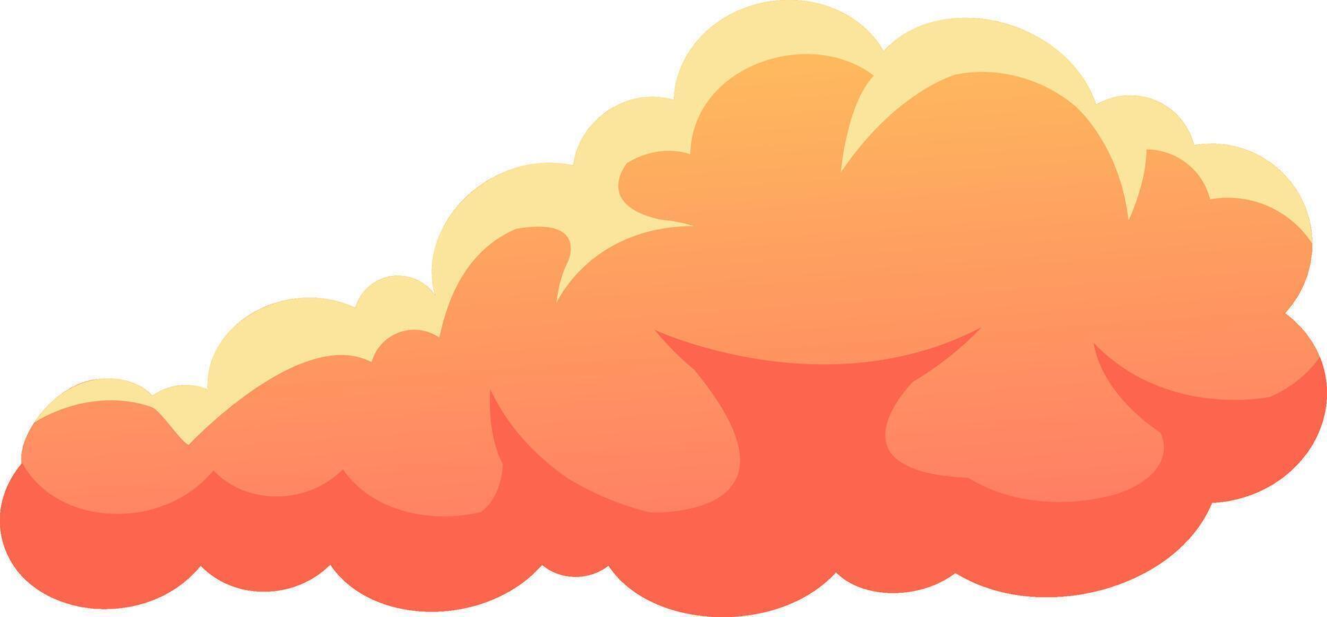 Cartoon style orange and yellow cloud floating in the white background, ideal for children's book illustrations or weather related projects vector