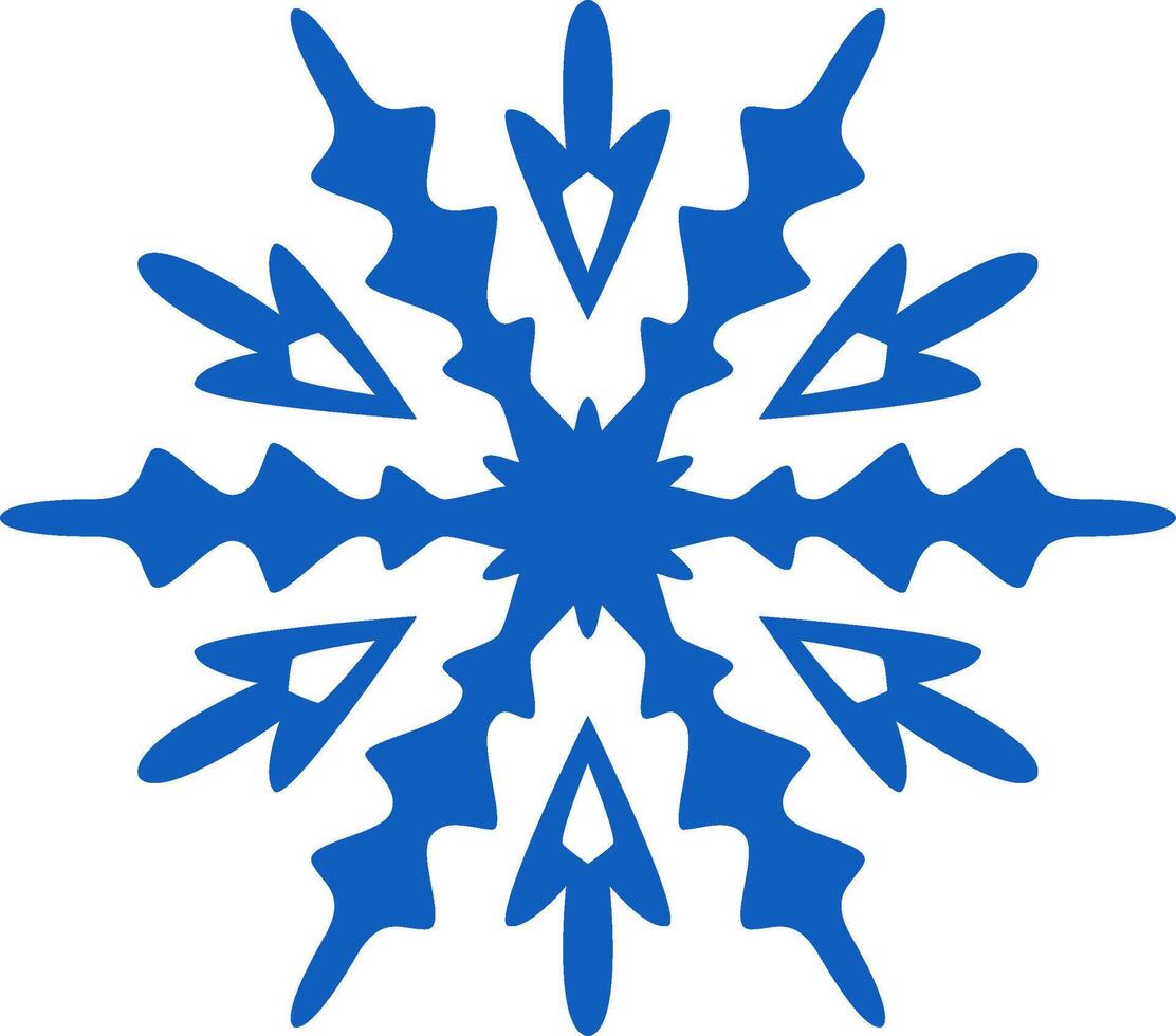 Stylized blue snowflake capturing the essence of winter, ice, and frost, while embodying the festive spirit of Christmas and holiday celebrations with its intricate design vector