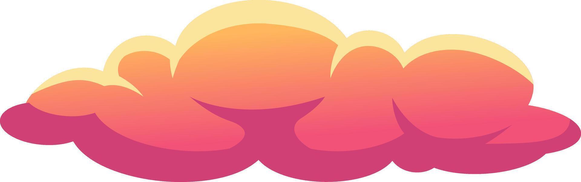 Cartoon cloud with a gradient from pink to orange, perfect for representing concepts related to meteorology, dreams, imagination and much more vector