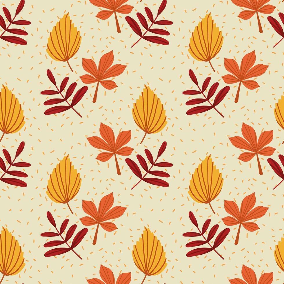 Seamless autumn pattern with leaves, botanical seamless pattern for fabric, textiles, clothing, wrapping paper, cover, banner, home decor, abstract background vector