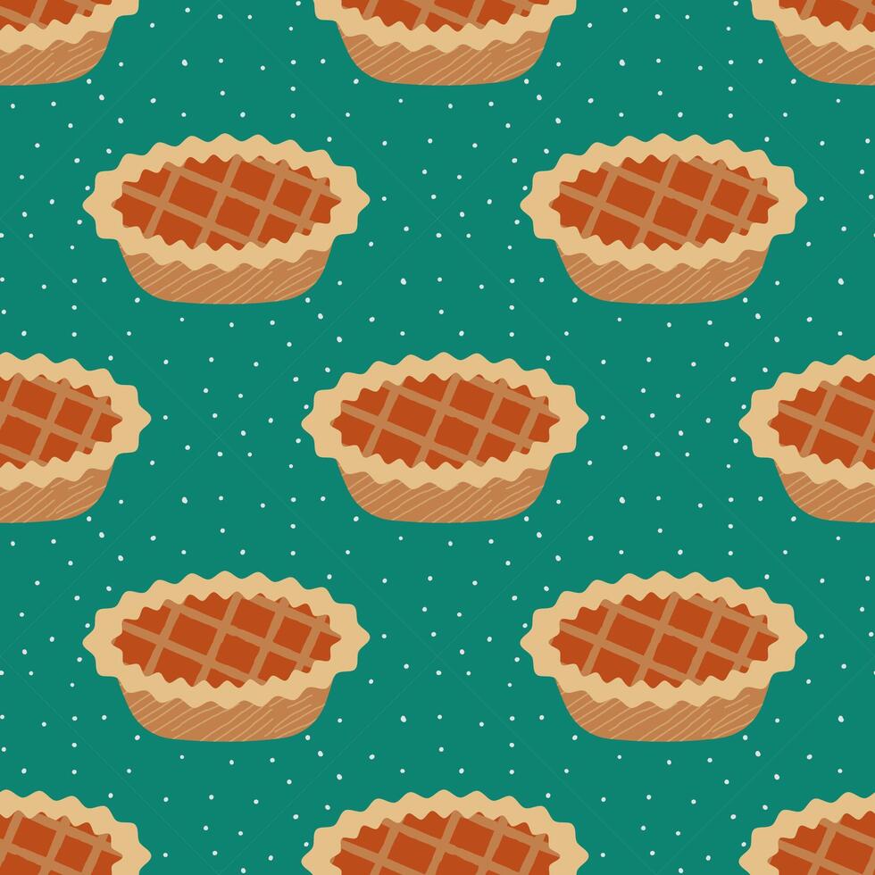 Apple pie pattern background. Sweet and tasty baked fruit pie from apples seamless pattern for fabric, textiles, clothing, wrapping paper, cover, banner, home decor, abstract background vector