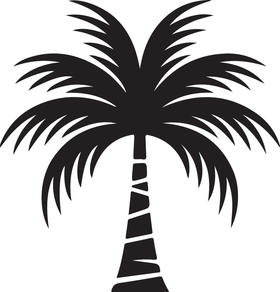 A stylized black and white illustration of a palm tree, perfect for tropical themes vector