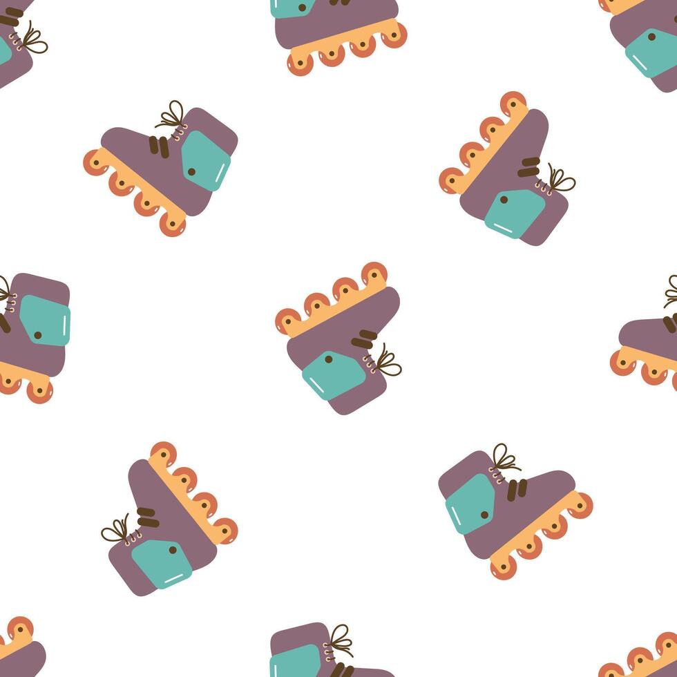 Seamless pattern with colorful roller skates. For card, posters, banners, books, printing on the pack, clothes, fabric, wallpaper, textile or dishes. vector