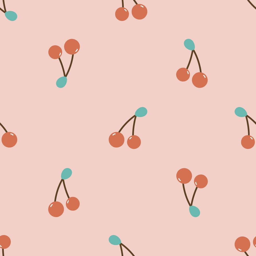 Seamless pattern with cherry. For card, posters, banners, books, printing on the pack, clothes, fabric, wallpaper, textile or dishes. vector