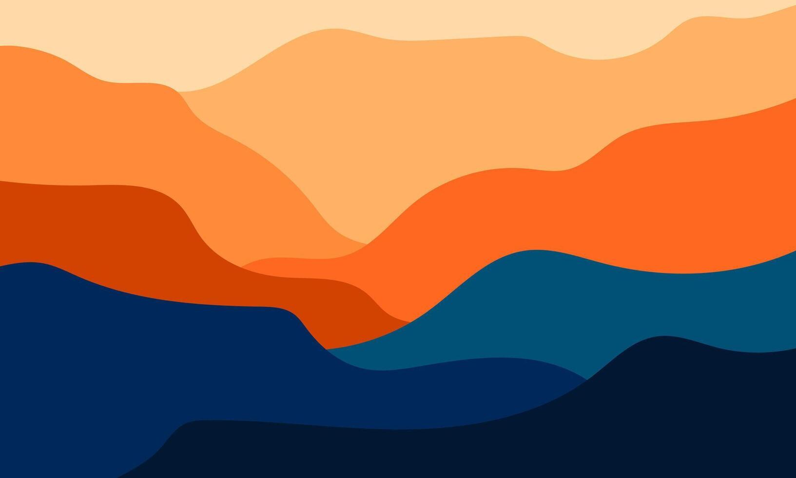 abstract wavy landscape with warm orange and cool blue tones vector