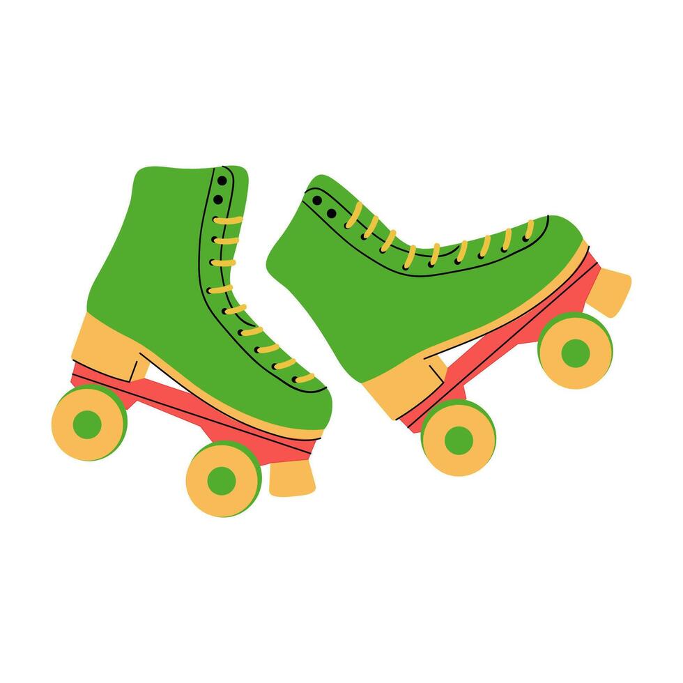 Colorful retro roller skates on a white background ideal for sports and leisure activities vector