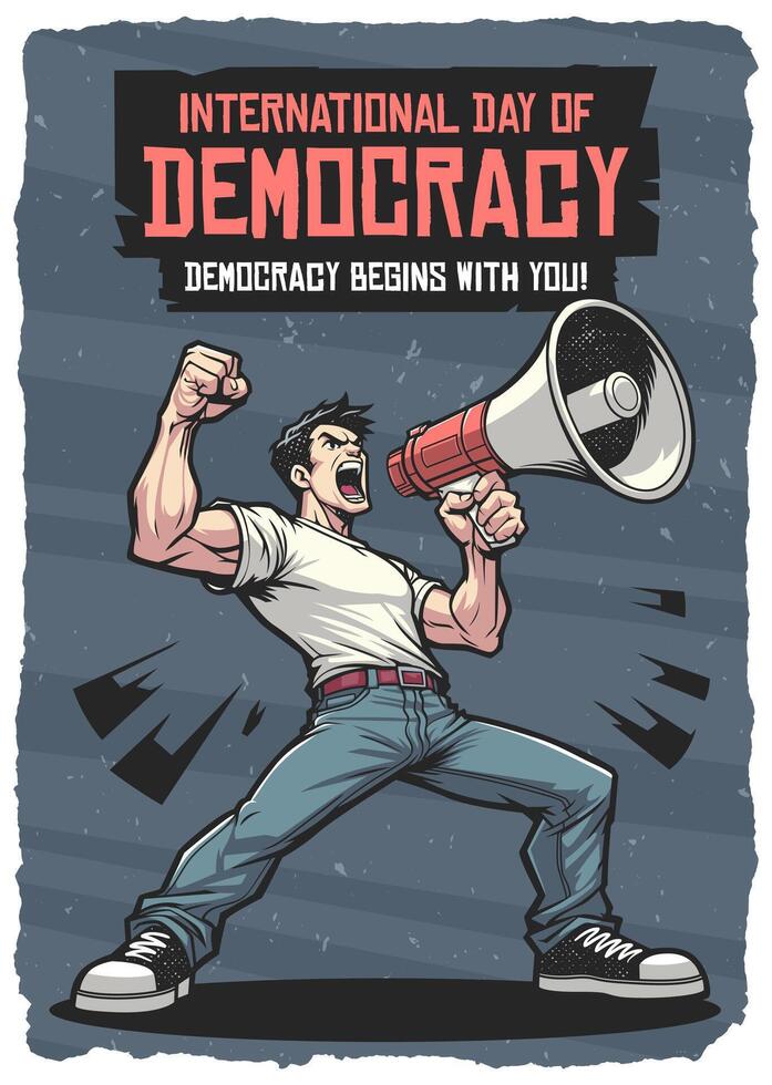 Man with megaphone promoting democracy vector