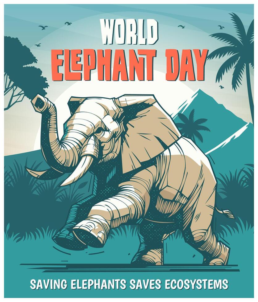 Elephant illustration for World Elephant Day vector
