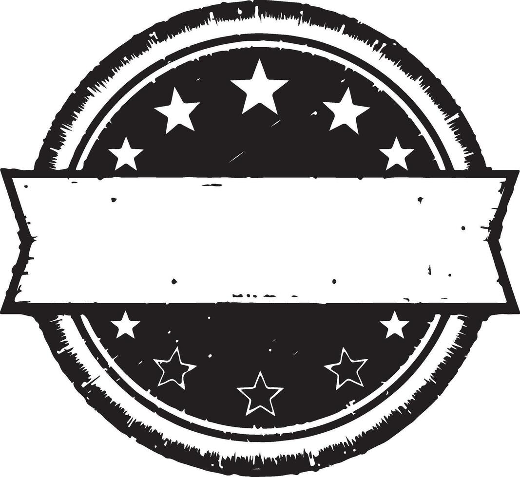 Vintage Monochrome Stamp Label with Blank Banner vector