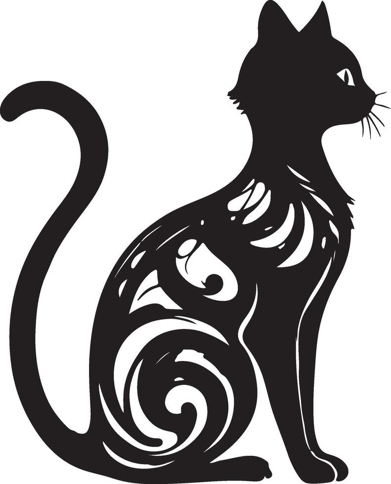 Elegant Stylized Silhouette of a Cat in Profile View vector