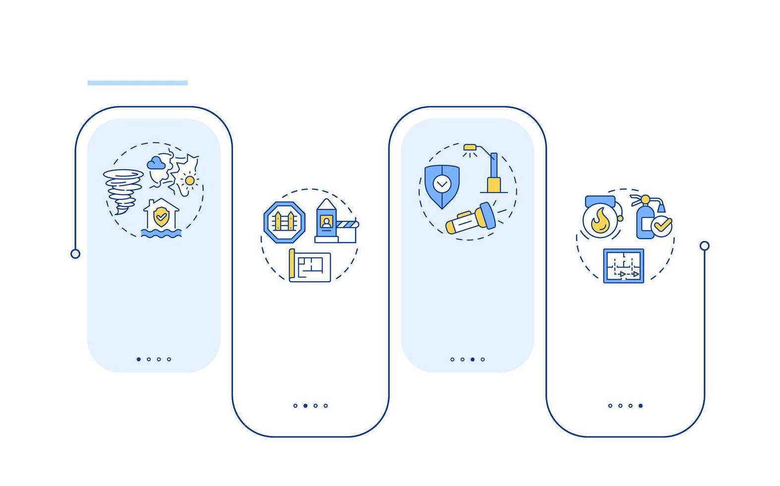Physical security audit components rectangle infographic . Monitoring threats. Users safety. Data visualization with 4 steps. Editable rectangular options chart vector