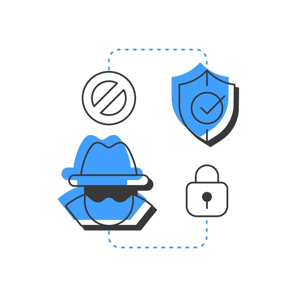 Unauthorized entry flat outline concept icon. Physical security threat and risk. Access to restricted area regulation. Modern line illustration with blue glyphs. Conceptual visual. Easy to edit vector