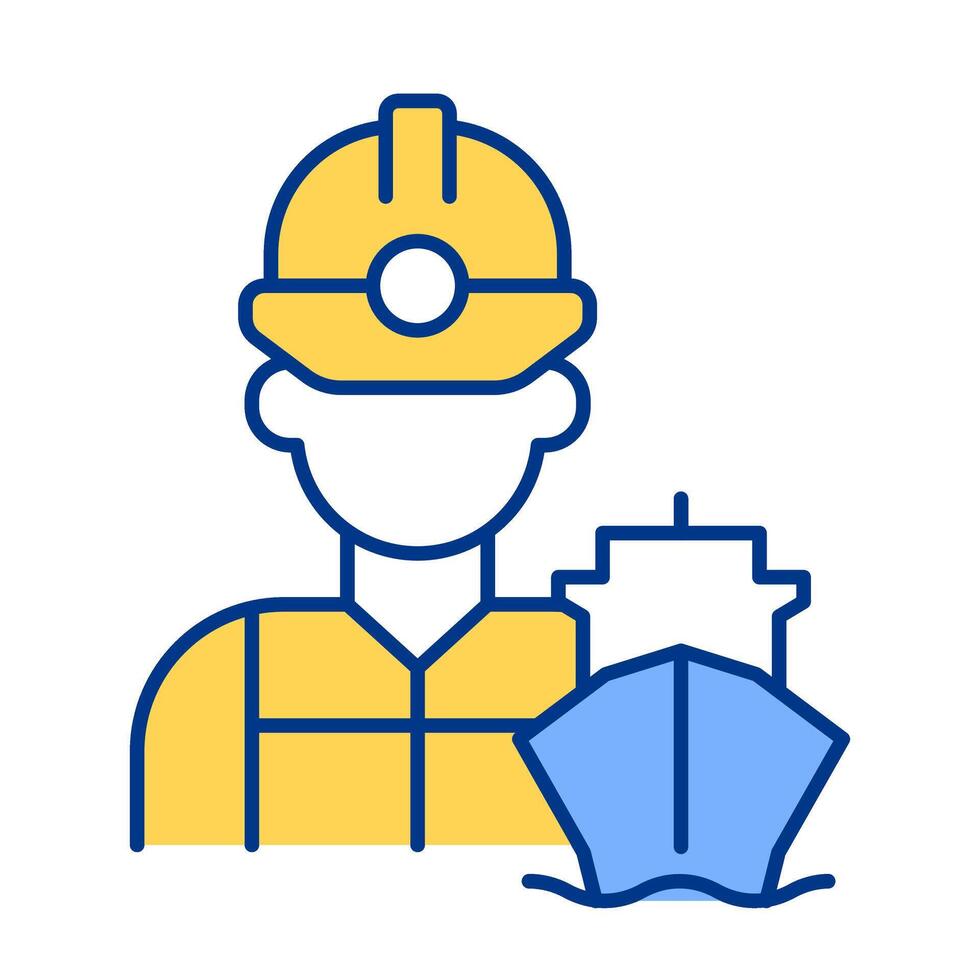 Maritime crew management line color icon. Recruitment of professional staff for ship sailing. Workforce regulation Isolated illustration. Flat colorful symbol design. Editable stroke vector