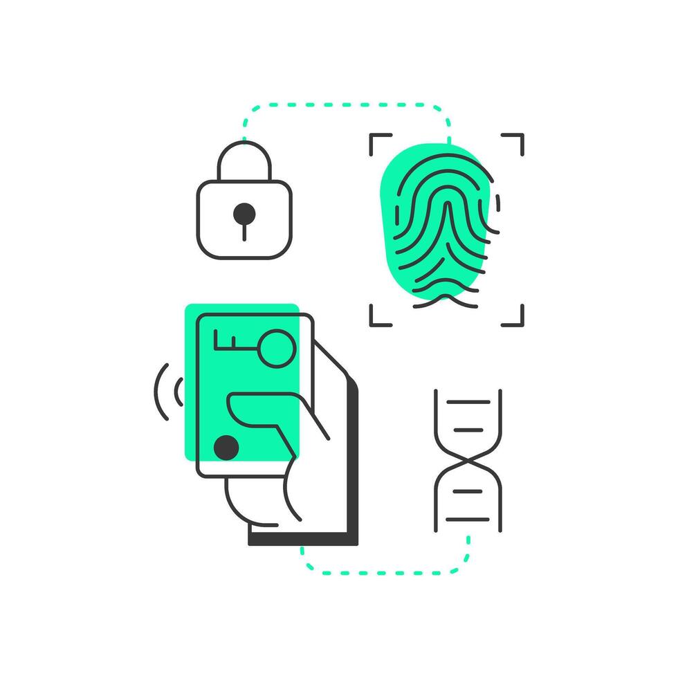 Access control flat outline concept icon. Component of physical security system. Facility enter exit management. Modern line illustration with green glyphs. Conceptual visual. Easy to edit vector