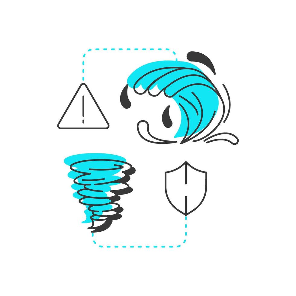 Environmental risk factors flat outline concept icon. Physical security audit component. Natural disasters handling. Modern line illustration with blue glyphs. Conceptual visual. Easy to edit vector