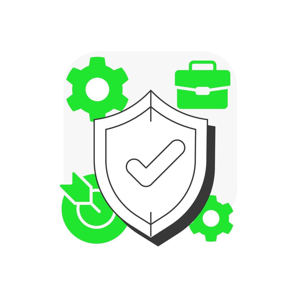 Business reliability flat outline concept icon. Organization stability, professional. Partnership, collaboration. Modern line illustration with green glyphs. Conceptual visual. Easy to edit vector