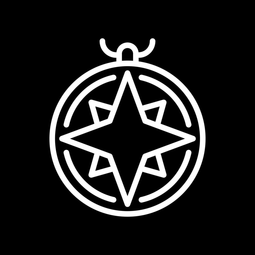 Nautical compass pixel perfect white line icon in negative space. Vintage vessel navigation. Maritime device indicating direction. Monochrome linear symbol on black background. Editable stroke vector